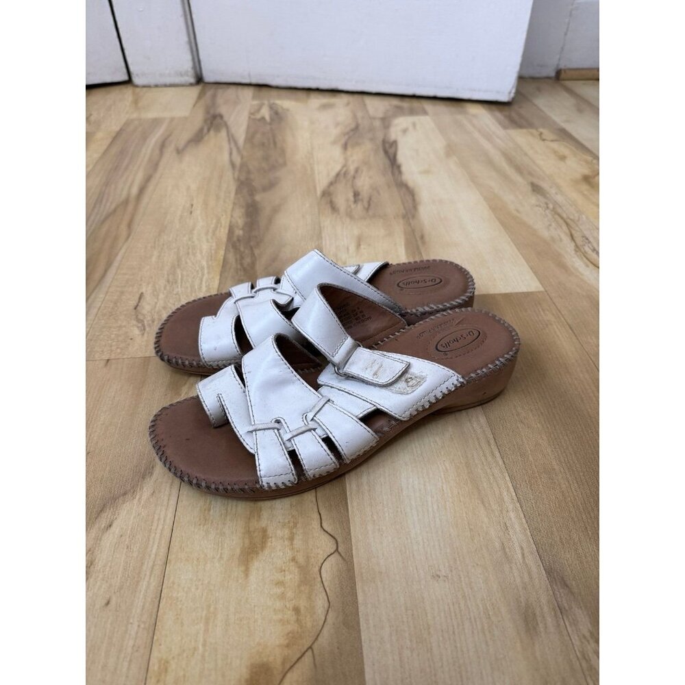 Dr. Scholl’s White Leather Slide Sandals – Women’s Size 8